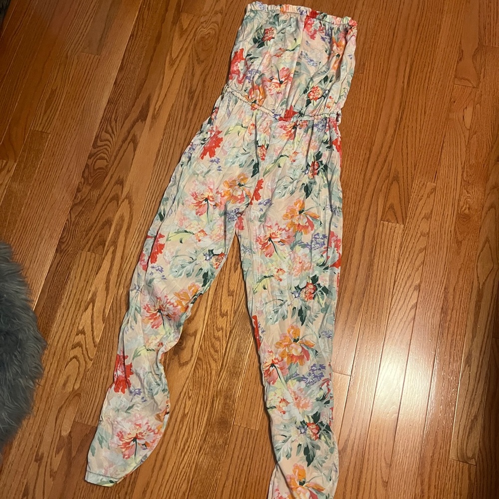 Floral Strapless Wide-Leg Jumpsuit - Light Multicolor